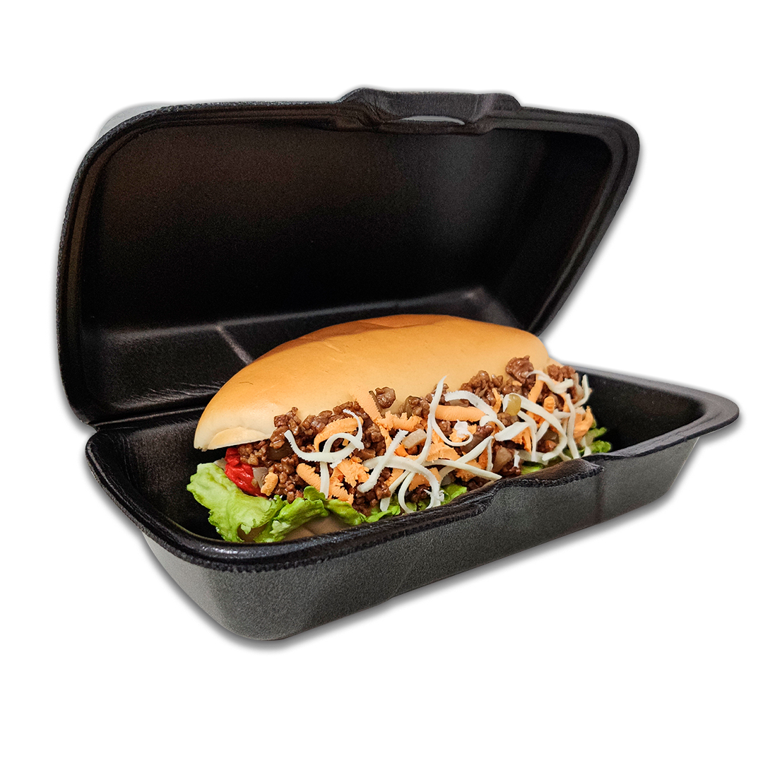 Marmita de Isopor Retangular P Preta 3 Marmita Retangular de Isopor P - 18 x 8 x 7cm - 100 Unidades - Imagem 1