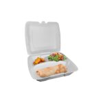 Marmita Retangular de Isopor (com 3 Divisórias) - 21 x 18 x 8 cm - 100 Unidades