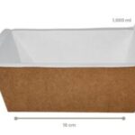 Marmita Retangular Kraft 1.000 ml (acompanha tampa personalizada) – Pct./ 100 unid.