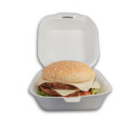 Hamburgueira de Isopor M Branca- 10,5 x 10,5 x 7 cm - 100 Unidades