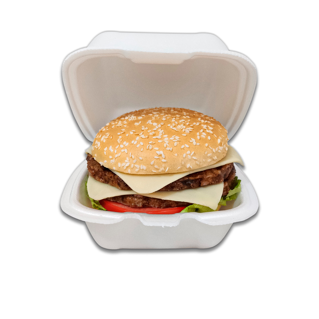 Hamburgueira P 4 Hamburgueira de Isopor P Branca - 9 x 9 x 6,5 cm - 100 Unidades - Imagem 1