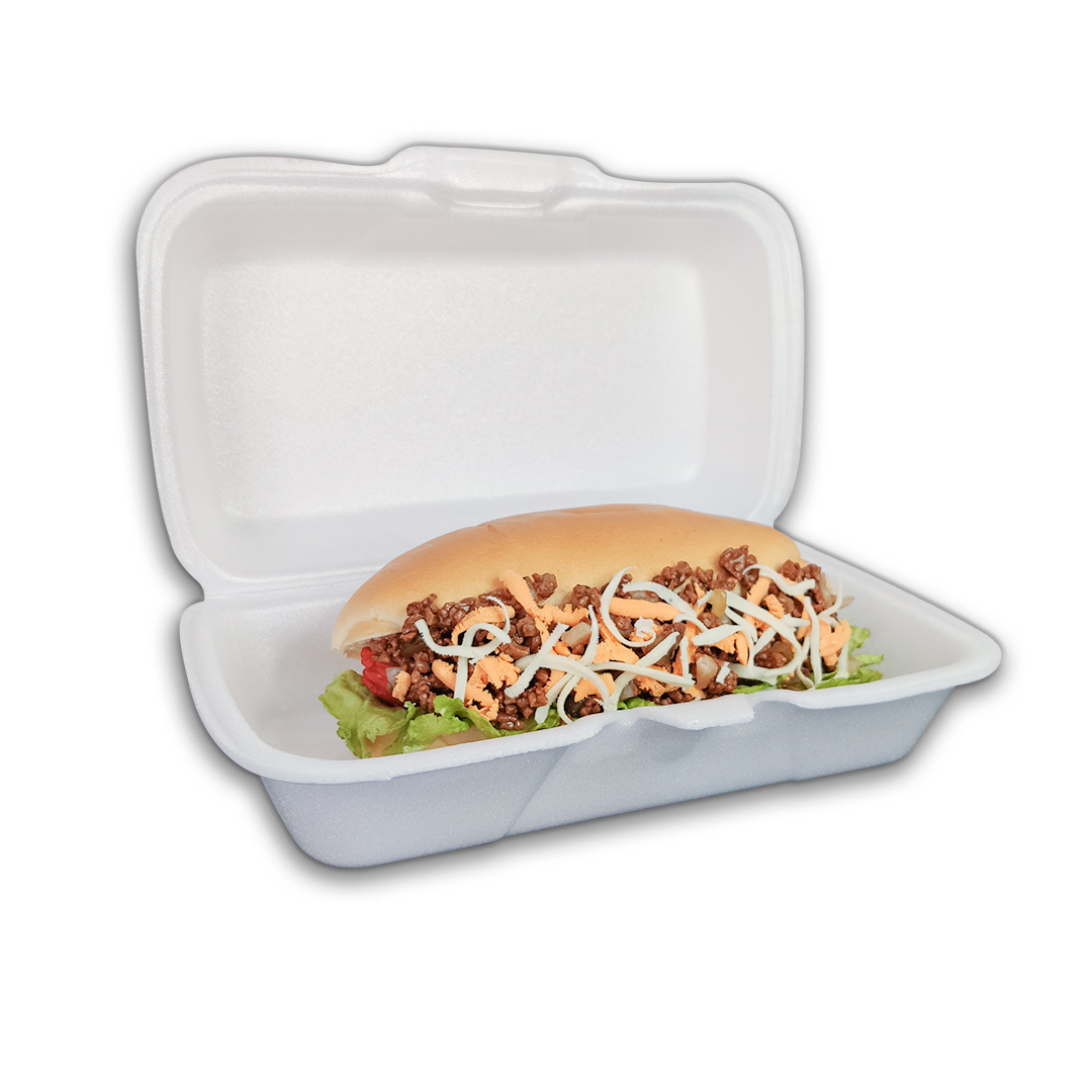 Marmita de Isopor Retangular P Branca 2 Marmita Retangular de Isopor P Branca- 18 x 8 x 7cm - 100 Unidades - Imagem 1