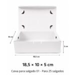 Caixa para salgado 01 Branca- 18,5 × 10 × 5 cm - 100 unidades - Imagem 3