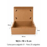 Caixa para salgado 01 Kraft 18,5 × 10 × 5 cm - 100 unidade - Imagem 3
