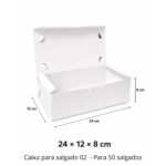 Caixa para salgado 02 Branca 24 × 12 × 8 cm - 100 unidades - Imagem 2