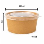 Embalagem Bowl Kraft 750ml - 14,5 cm x 6 cm - 50 Unidades - Imagem 2