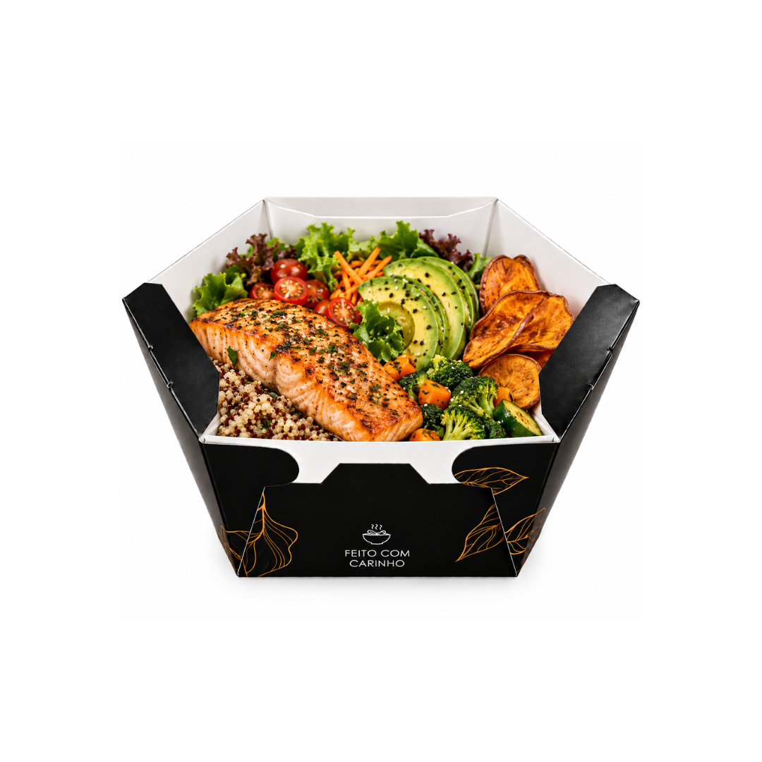 Bowl Preto Comida Embalagem Bowl Gourmet 750 ml Preto – 14,5 x 12,5 x 5,5 cm – 100 Unidades - - Imagem 1