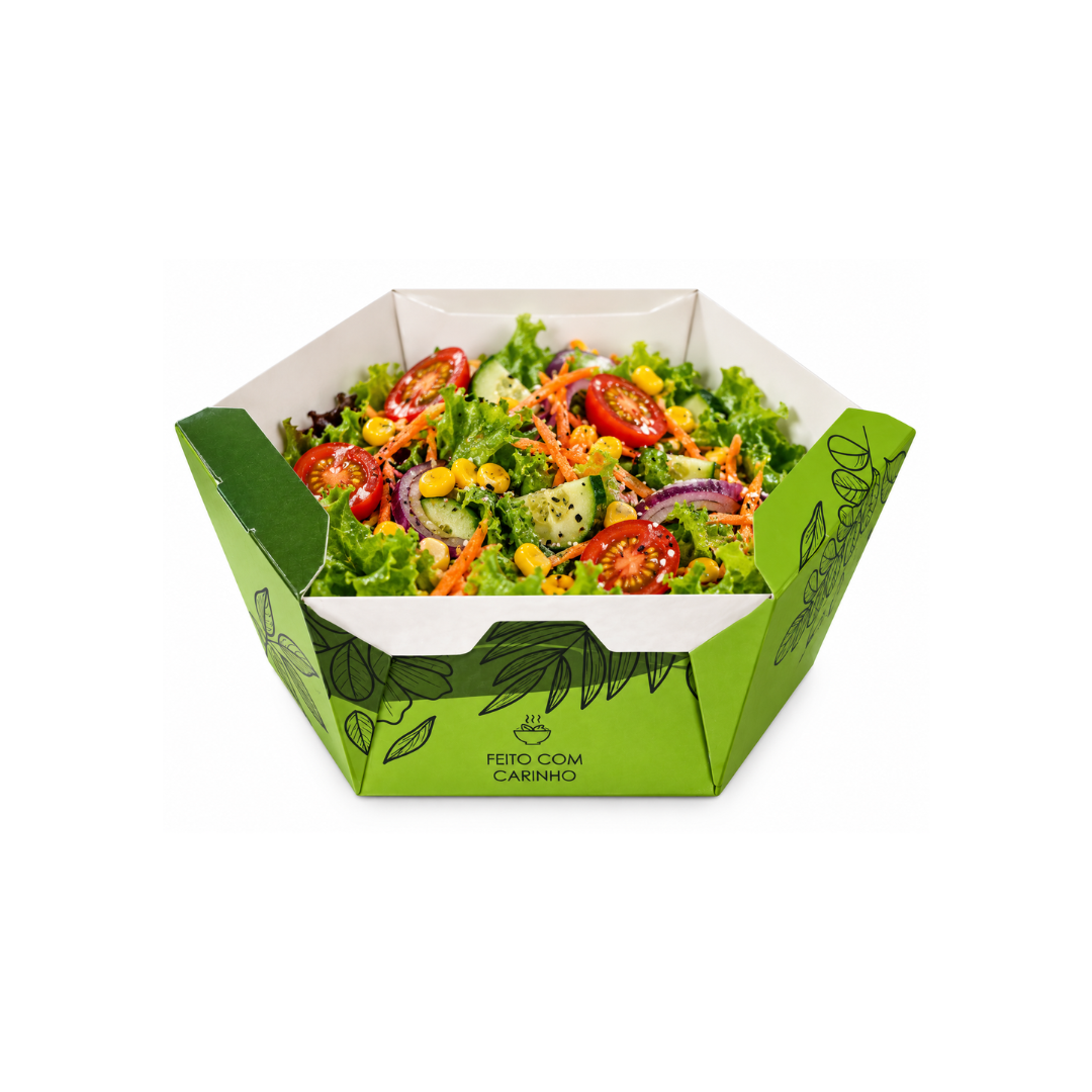 Bowl Verde Comida Embalagem Bowl Gourmet 750 ml Verde – 14,5 x 12,5 x 5,5 cm – 100 Unidades - - Imagem 1